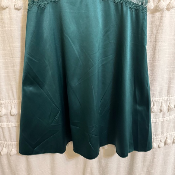 Forest Green Lace Slip Dress • Sheer Mesh Back • Strappy Lingerie Dress •Medium - Picture 9 of 9